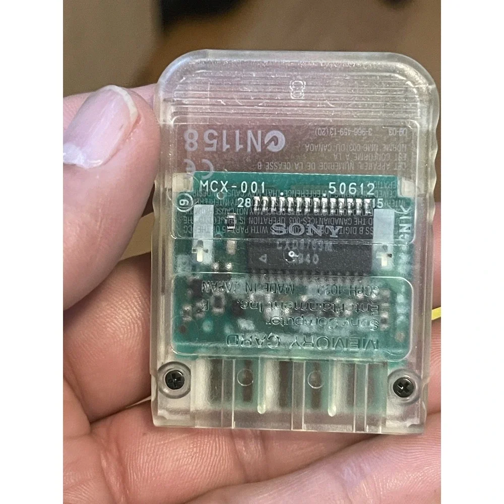Original Sony‎ Playstation 1 PS1 PSOne Memory Card SCPH-1020 Clear Case